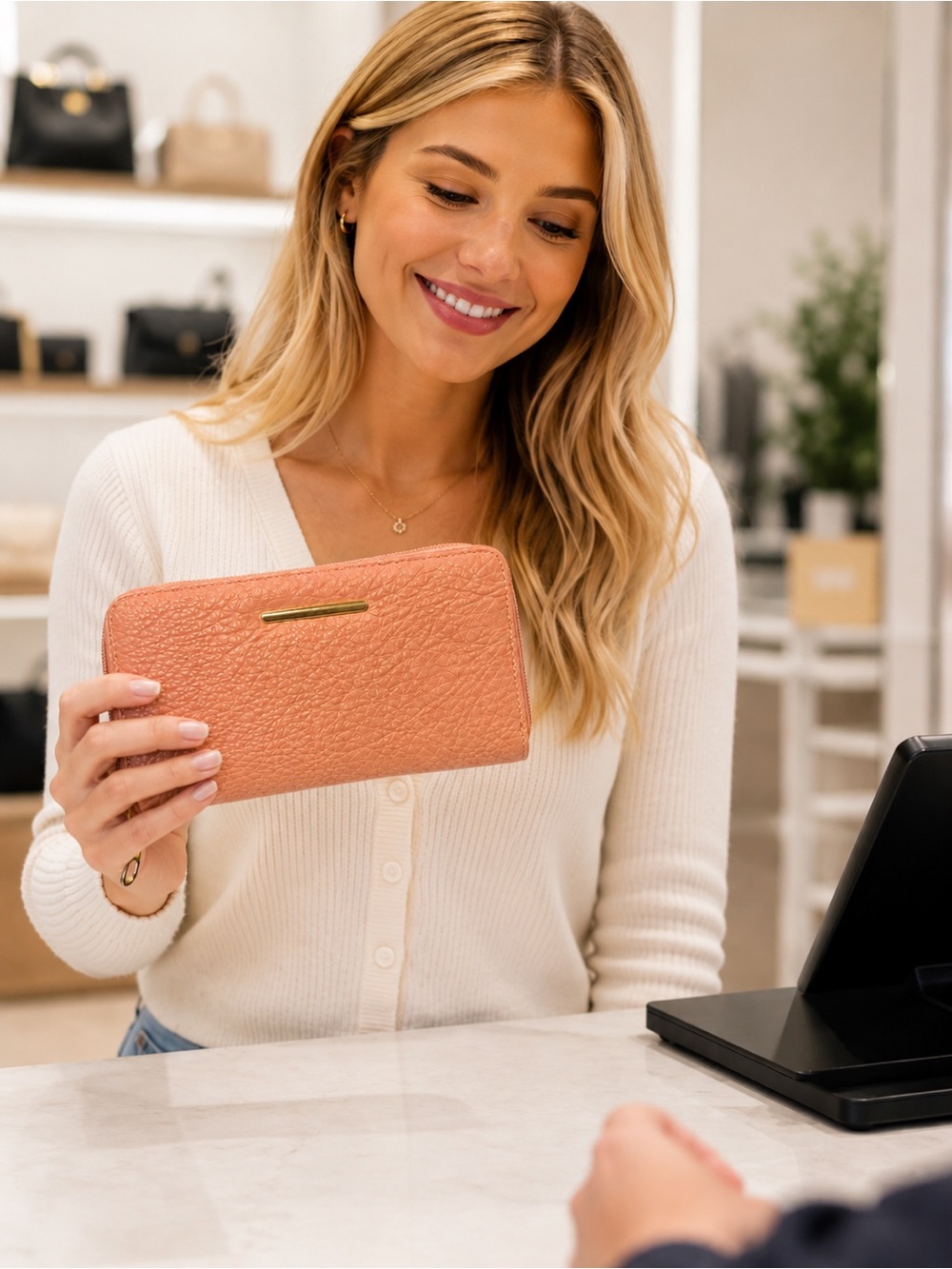 Jolene Couture Blush Pink Zip Around Wallet Pebbled Faux Leather Organizer
